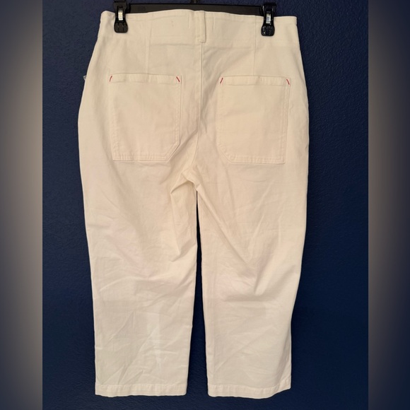 Anthropologie Maeve Women's Ivory White Cropped Cotton Pants Size 4P, 10, & 12 - Picture 3 of 11